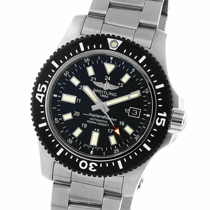  Shop Authentic Breitling Superocean II Special 44mm Black Dial Silver Steel Strap Watch for Men - Y1739310/BF45/162A - Luxxuri