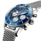  Shop Authentic Breitling Superocean Heritage B01 Chronograph 44 Blue Dial Silver Mesh Bracelet Watch for Men - AB0162161C1A1 - Luxxuri
