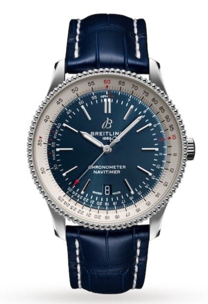  Shop Authentic Breitling Navitimer Automatic 41mm Blue Leather Strap Mens Watch - A17326211C1P3 - Luxxuri