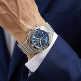  Shop Authentic Breitling Chronomat B01 42mm Blue Dial Silver Steel Strap Watch for Men - AB0134101C1A1 - Luxxuri