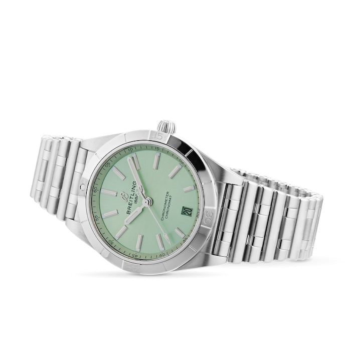  Shop Authentic Breitling Chronomat Automatic 36 Green Dial Silver Steel Strap Watch for Women - A10380101L1A1 - Luxxuri