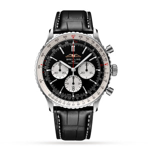  Shop Authentic Breitling Navitimer B01 Chronograph 46 Black Dial Black Leather Strap Watch for Men - AB0137211B1P1 - Luxxuri