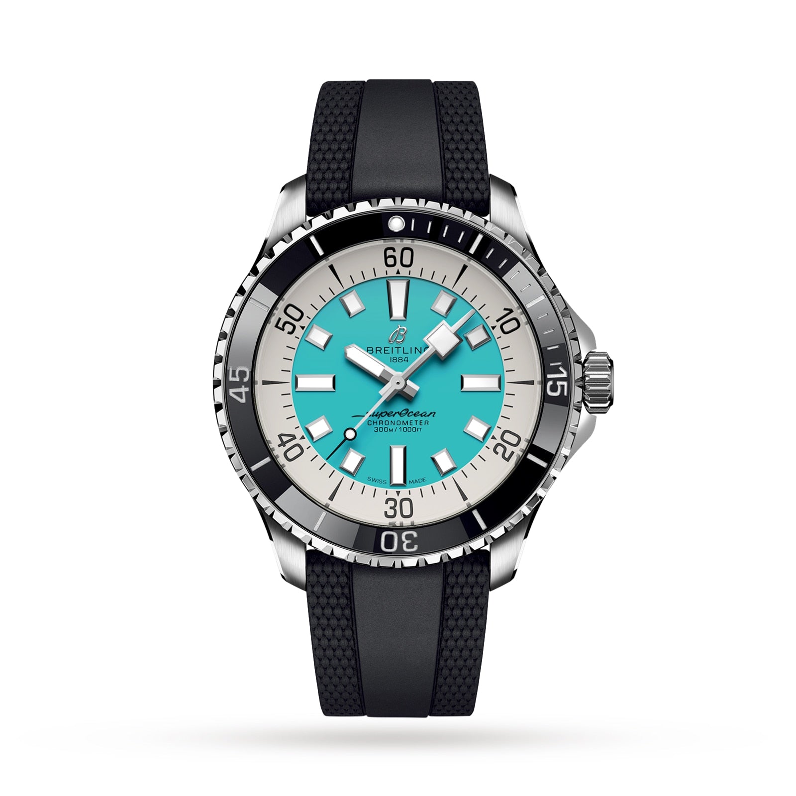  Shop Authentic Breitling Superocean Automatic 44 Turquoise Dial Black Rubber Strap Watch for Men - A17376211L2S1 - Luxxuri