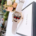  Shop Authentic Gucci G Timeless Butterfly White Dial White Leather Strap Watch For Women - YA1264062 - Luxxuri