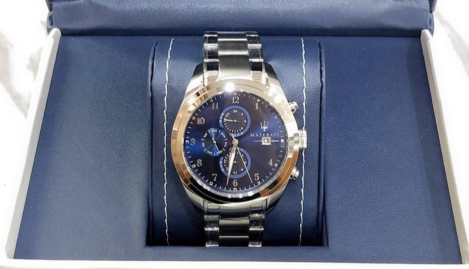  Shop Authentic Maserati Traguardo Blue Dial Silver Steel Strap Watch For Men - R8853112505 - Luxxuri