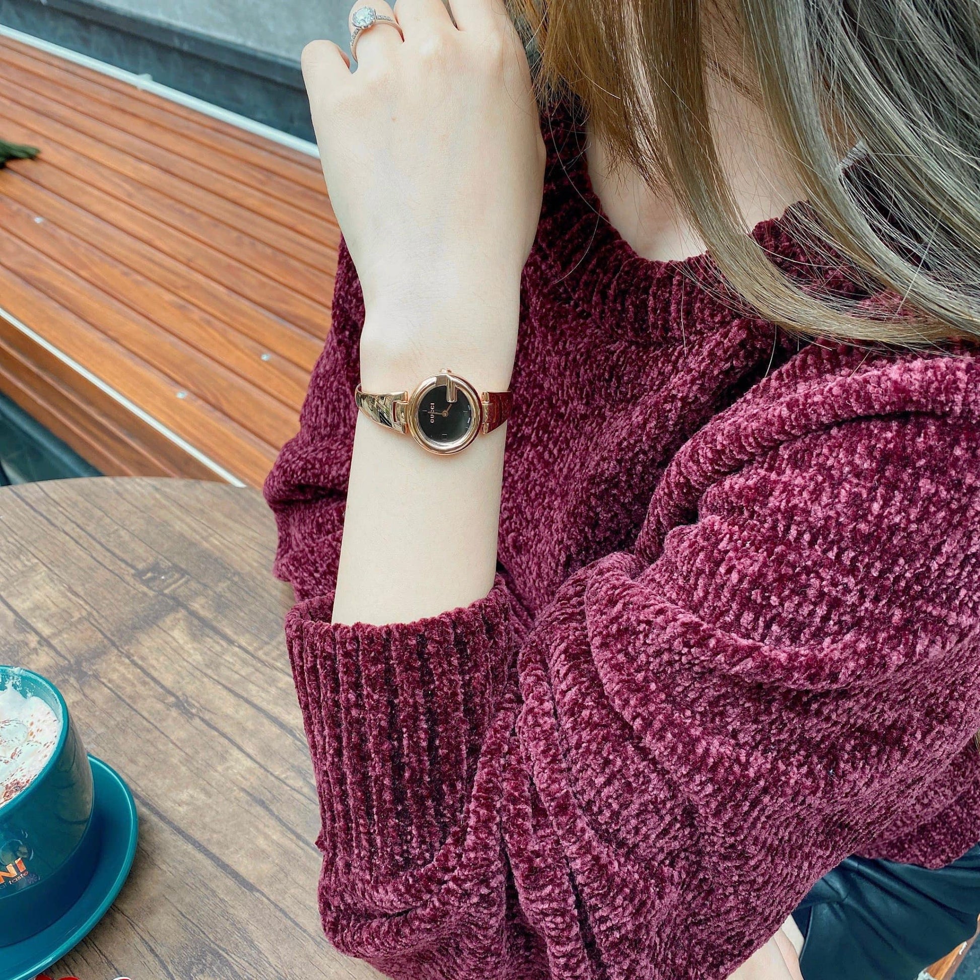  Shop Authentic Gucci Guccissima Collection Quartz Black Dial Rose Gold Steel Strap Watch For Women - YA134509 - Luxxuri