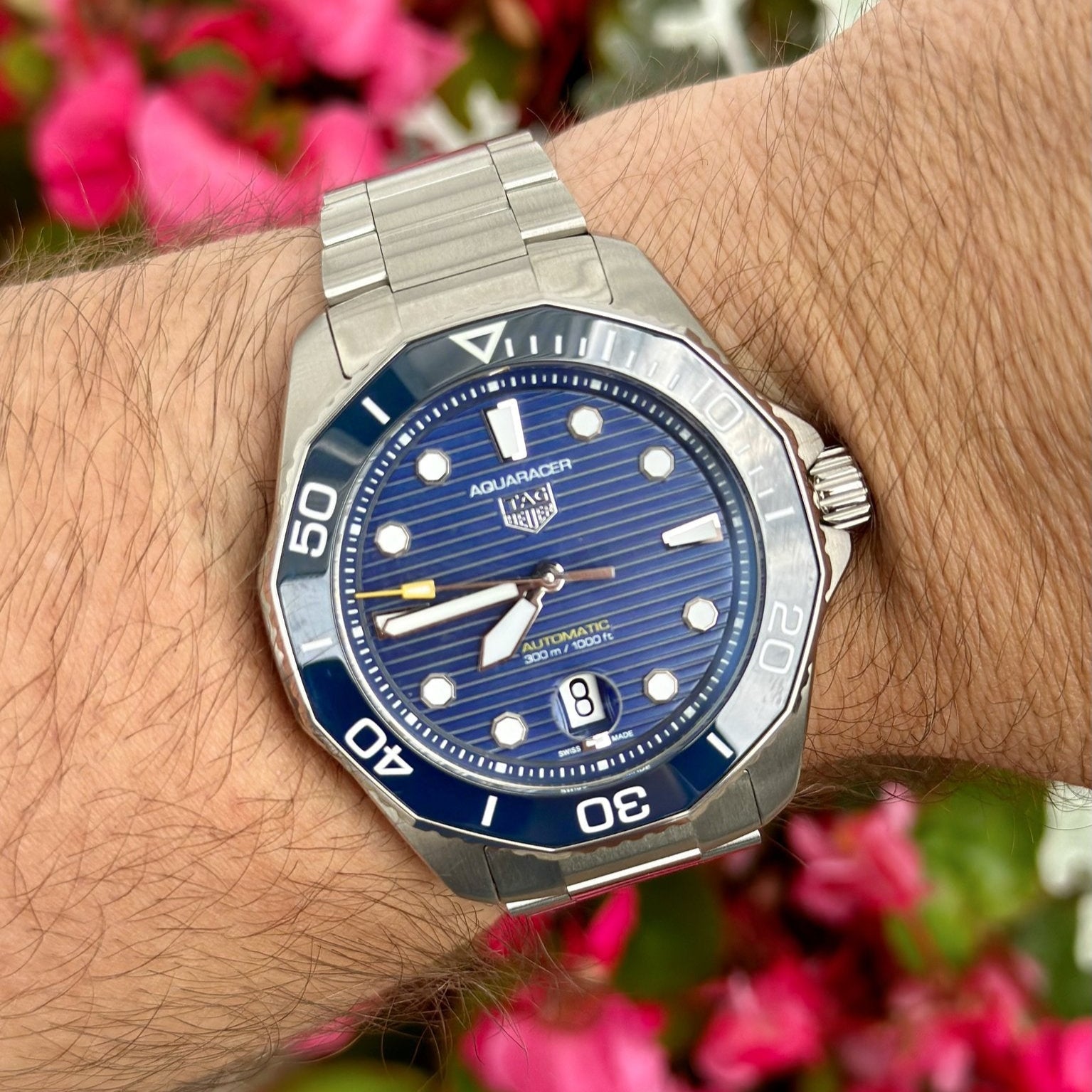  Shop Authentic Tag Heuer Aquaracer Professional 300 Automatic Blue Dial Silver Steel Strap Watch for Men - WBP201B.BA0632 - Luxxuri