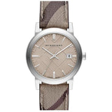  Shop Authentic Burberry The City Beige Dial Chequered Brown Leather Strap Watch for Women - BU9029 - Luxxuri
