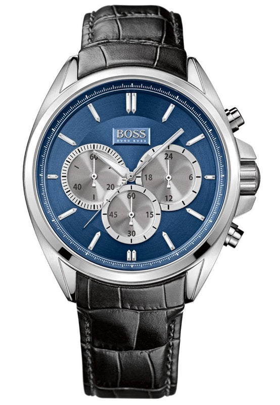  Shop Authentic Hugo Boss Driver Blue Dial Black Leather Strap Watch for Men - 1512882 - Luxxuri
