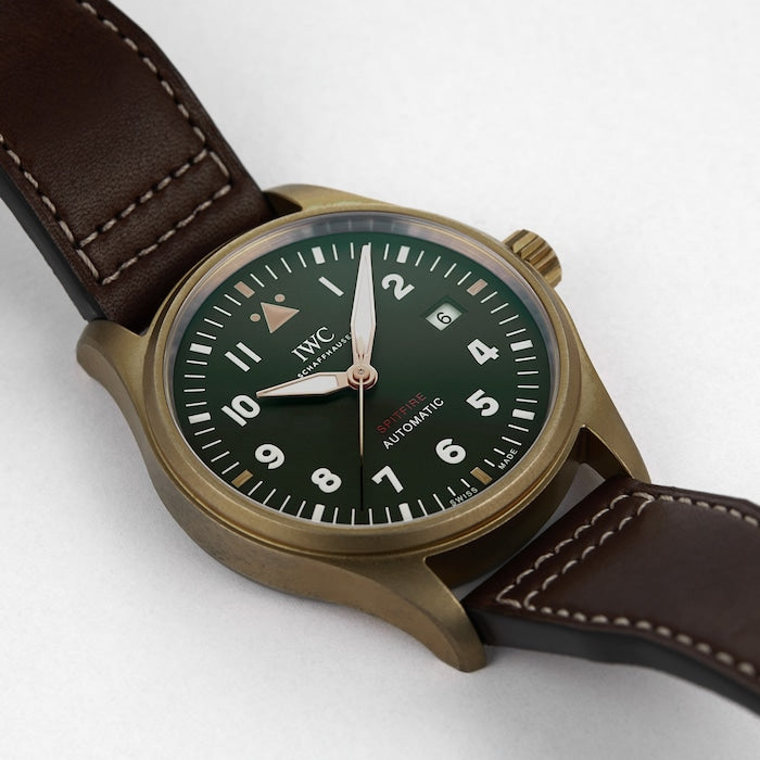  Shop Authentic IWC Pilot's Watch Automatic Spitfire Green Dial Brown Leather Strap Watch for Men - IW326802 - Luxxuri