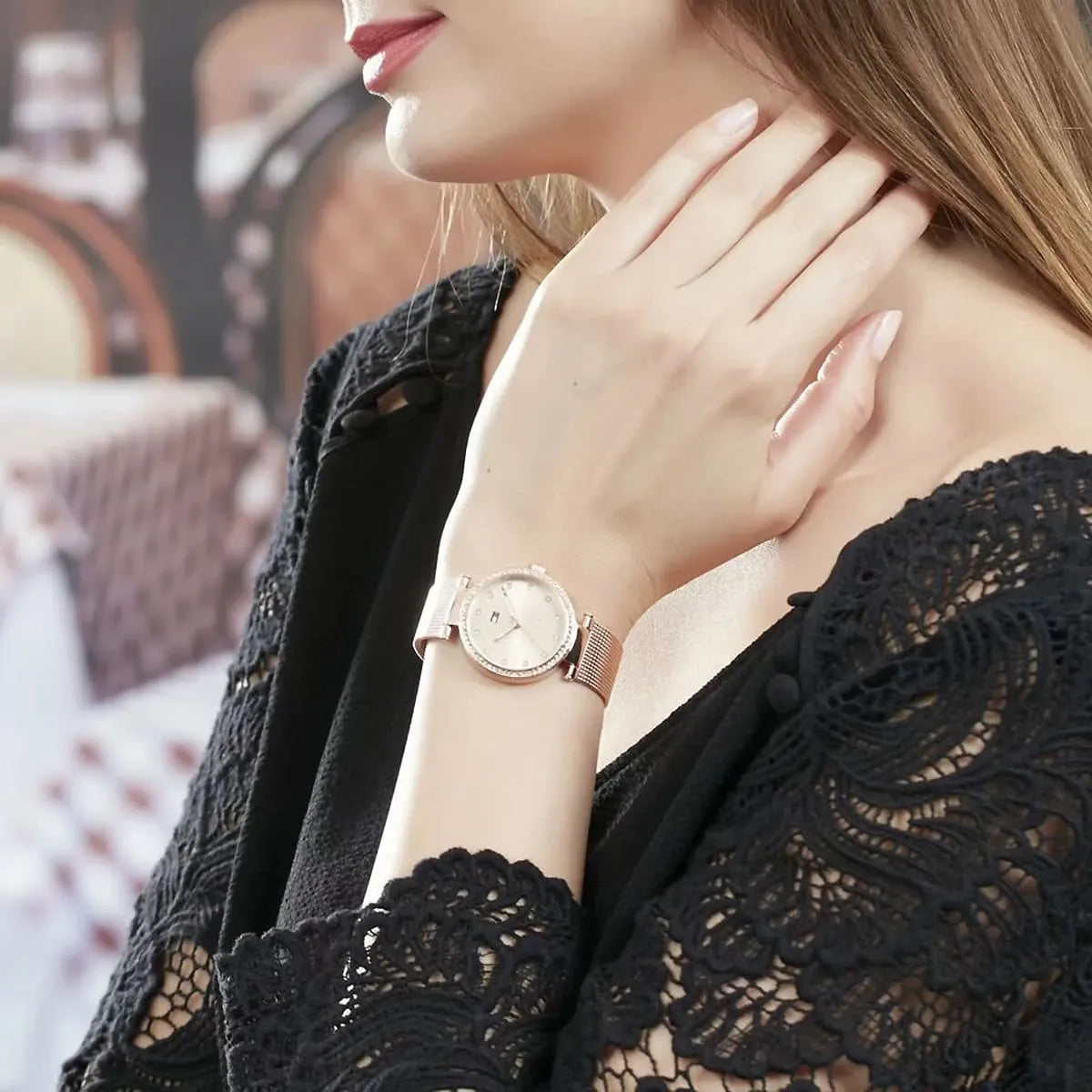  Shop Authentic Tommy Hilfiger Lynn Quartz Rose Gold Dial Rose Gold Mesh Bracelet Watch For Women - 1781865 - Luxxuri