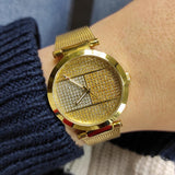  Shop Authentic Tommy Hilfiger Lynn Quartz Gold Dial Gold Mesh Bracelet Watch For Women - 1781867 - Luxxuri