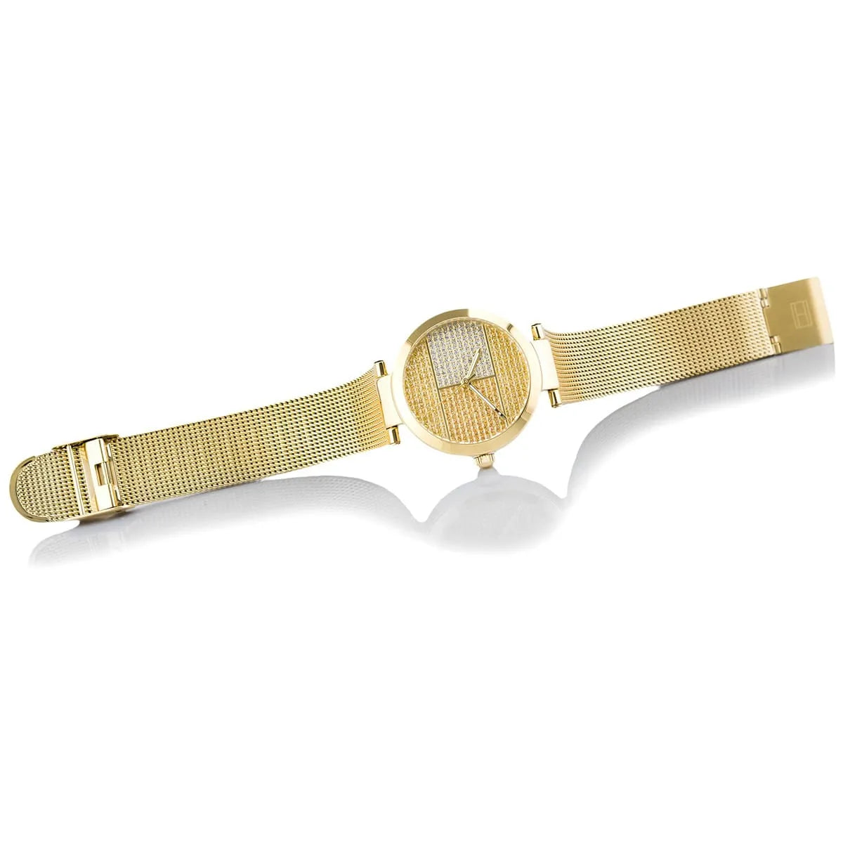  Shop Authentic Tommy Hilfiger Lynn Quartz Gold Dial Gold Mesh Bracelet Watch For Women - 1781867 - Luxxuri