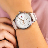  Shop Authentic Tommy Hilfiger Blake Chronograph Silver Dial Pink Leather Strap Watch For Women - 1781906 - Luxxuri