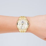  Shop Authentic Tommy Hilfiger Ari Multifunction Diamonds Silver Dial Gold Steel Strap Watch for Women - 1781977 - Luxxuri