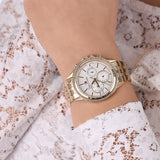  Shop Authentic Tommy Hilfiger Ari Multifunction Diamonds Silver Dial Gold Steel Strap Watch for Women - 1781977 - Luxxuri