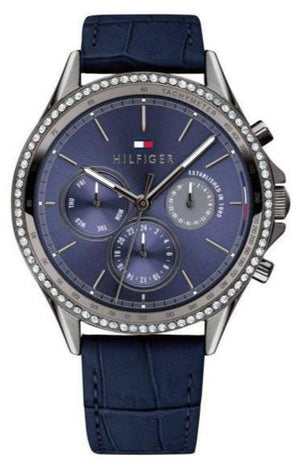  Shop Authentic Tommy Hilfiger Ari Quartz Diamonds Blue Dial Blue Leather Strap Watch for Women - 1781979 - Luxxuri