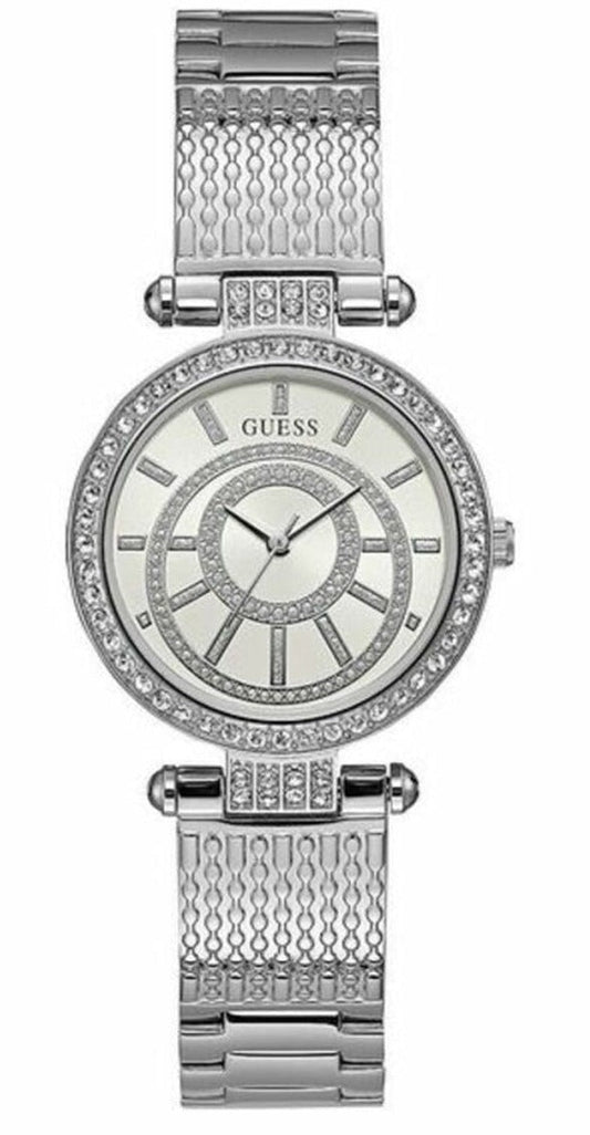  Shop Authentic Guess Muse Quartz White Dial Silver Steel Strap Watch For Women - W1008l1 - Luxxuri