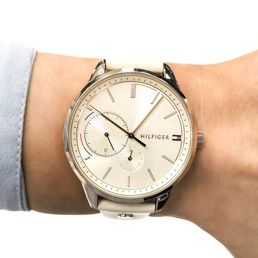  Shop Authentic Tommy Hilfiger Brooke Quartz White Dial Cream Leather Strap Watch for Women  - 1782022 - Luxxuri