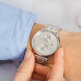  Shop Authentic Tommy Hilfiger Jenna Quartz White Dial Silver Steel Strap Watch for Women - 1782068 - Luxxuri