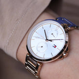  Shop Authentic Tommy Hilfiger Angela Quartz White Dial Rose Gold Steel Strap Watch for Women - 1782124 - Luxxuri