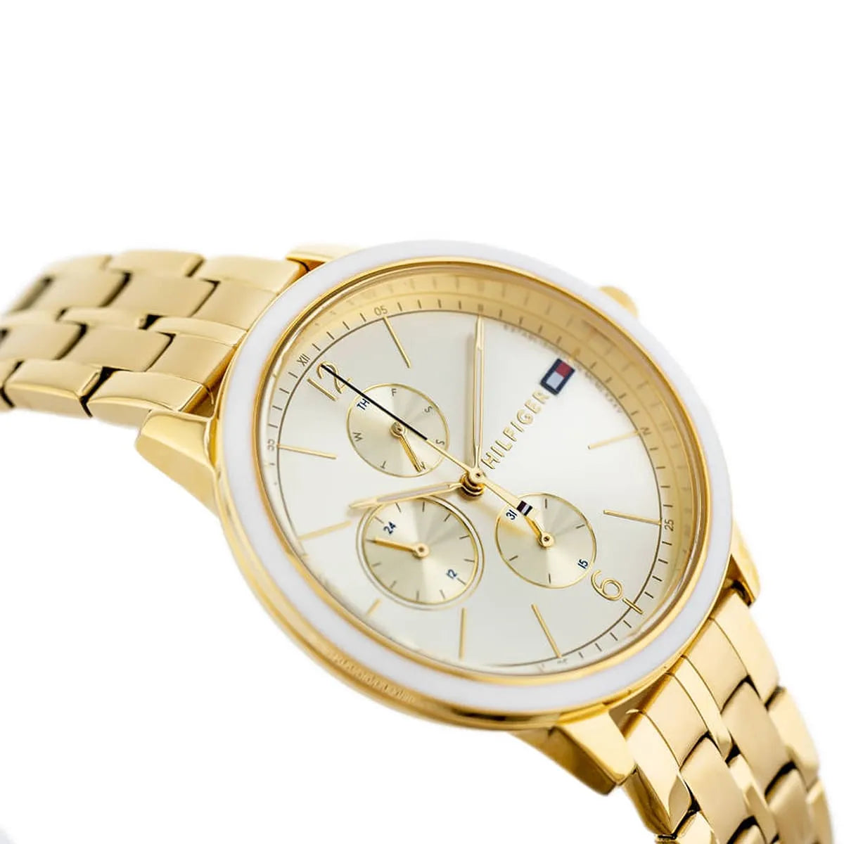  Shop Authentic Tommy Hilfiger Madison Quartz Gold Dial Gold Steel Strap Watch For Women - 1782189 - Luxxuri