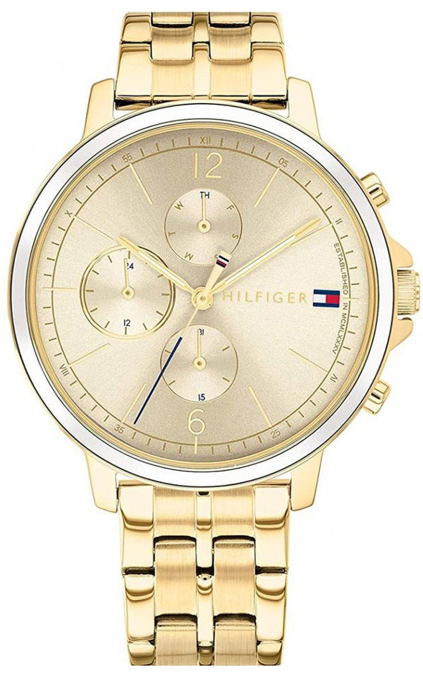  Shop Authentic Tommy Hilfiger Madison Quartz Gold Dial Gold Steel Strap Watch For Women - 1782189 - Luxxuri