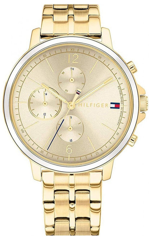  Shop Authentic Tommy Hilfiger Madison Quartz Gold Dial Gold Steel Strap Watch For Women - 1782189 - Luxxuri