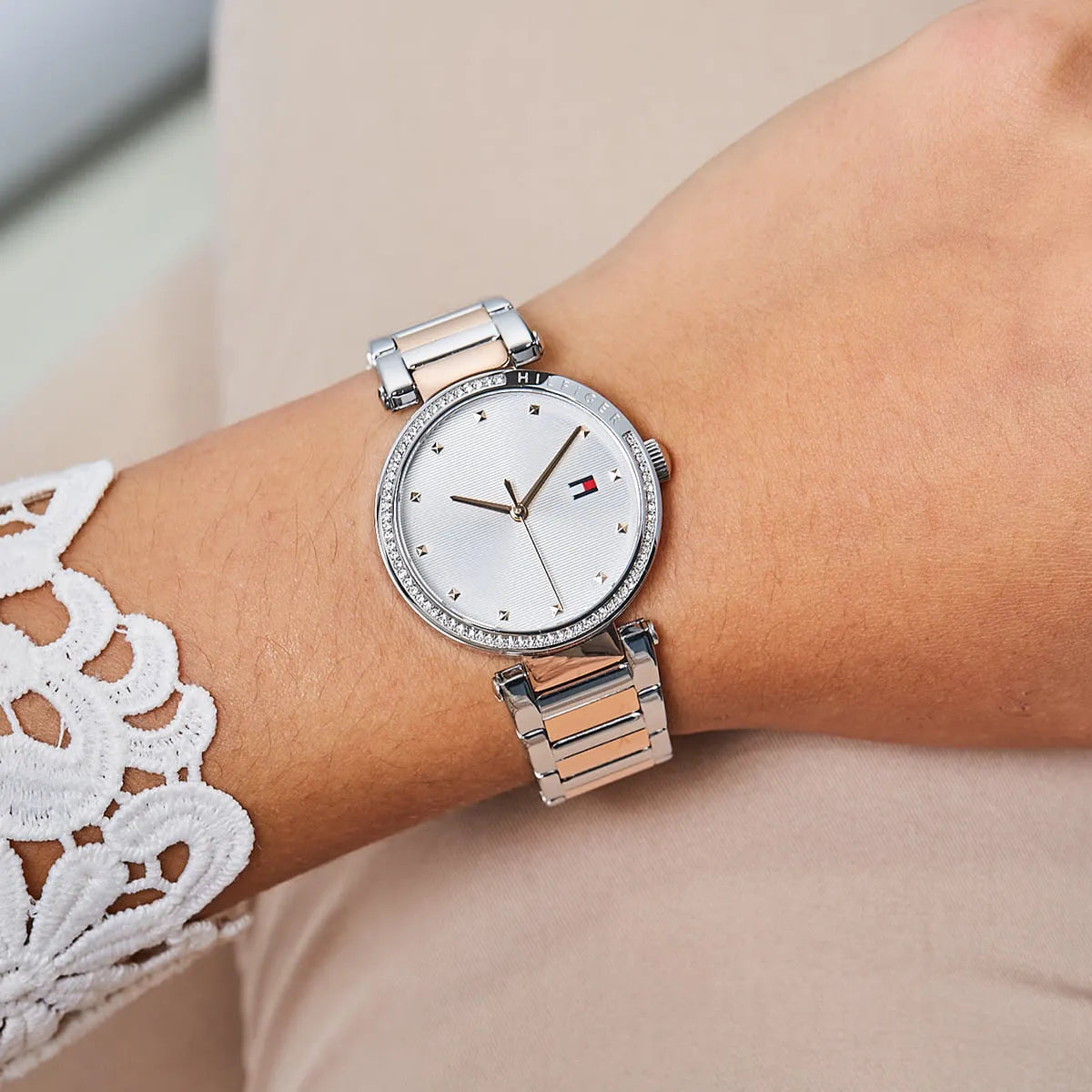  Shop Authentic Tommy Hilfiger Lynn Quartz White Dial Two Tone Steel Strap Watch For Women - 1782236 - Luxxuri