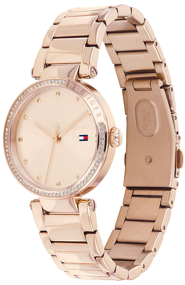 Shop Authentic Tommy Hilfiger Lynn Quartz Rose Gold Dial Rose Gold Steel Strap Watch For Women - 1782237 - Luxxuri