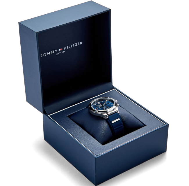  Shop Authentic Tommy Hilfiger Eve Chronograph Quartz Blue Dial Blue Rubber Strap Watch For Women - 1782281 - Luxxuri
