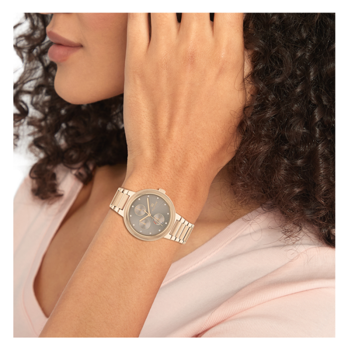 Tommy Hilfiger Joy Chronograph Gold Dial Gold Steel Strap Watch For Women - 1782533