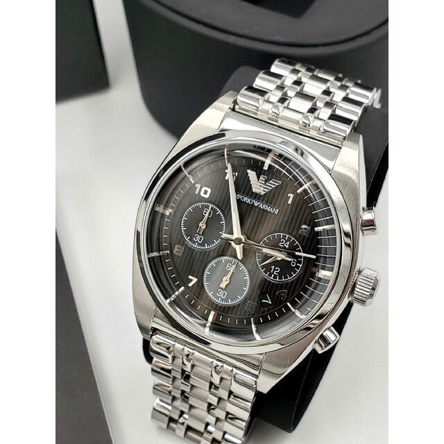  Shop Authentic Emporio Armani Franco Black Dial Silver Steel Strap Watch For Men - AR0373 - Luxxuri