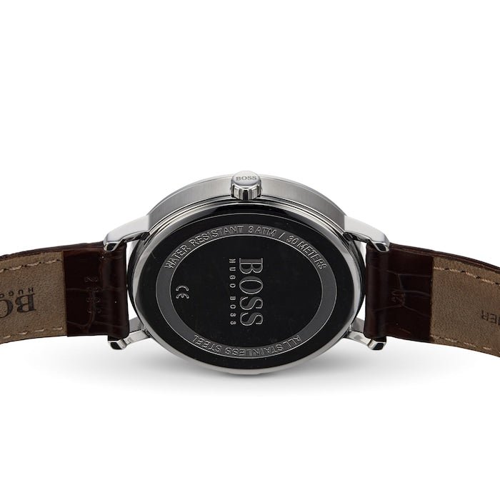  Shop Authentic Hugo Boss Corporal Blue Dial Brown Leather Strap Watch for Men - 151363 - Luxxuri