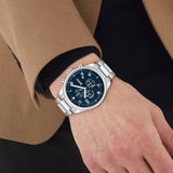  Shop Authentic Hugo Boss View Chronograph Blue Dial Silver Steel Strap Watch For Men - 1513989 - Luxxuri