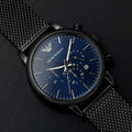  Shop Authentic Emporio Armani Chronograph Blue Dial Gun Metallic Mesh Bracelet Watch For Men - AR1979 - Luxxuri