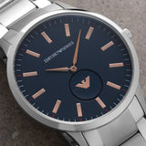  Shop Authentic Emporio Armani Renato Blue Dial Silver Steel Strap Watch For Men - AR11137 - Luxxuri