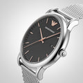 Emporio Armani Luigi Analog Black Dial Silver Mesh Bracelet Watch For Men - AR11272