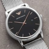  Shop Authentic Emporio Armani Luigi Analog Black Dial Silver Mesh Bracelet Watch For Men - AR11272 - Luxxuri