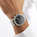  Shop Authentic Emporio Armani Mario Chronograph Black Dial Silver Steel Strap Watch For Men - AR11241 - Luxxuri