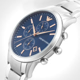 Shop Authentic Emporio Armani Renato Chronograph Blue Dial Silver Steel Strap Watch For Men - AR11458 - Luxxuri