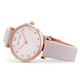  Shop Authentic Emporio Armani Gianni T Bar Mother Of Pearl Pink Dial Pink Leather Strap Watch For Women - AR1958 - Luxxuri