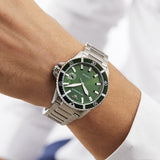  Shop Authentic Emporio Armani Three Hand Green Dial Silver Steel Strap Watch For Men - AR11338 - Luxxuri