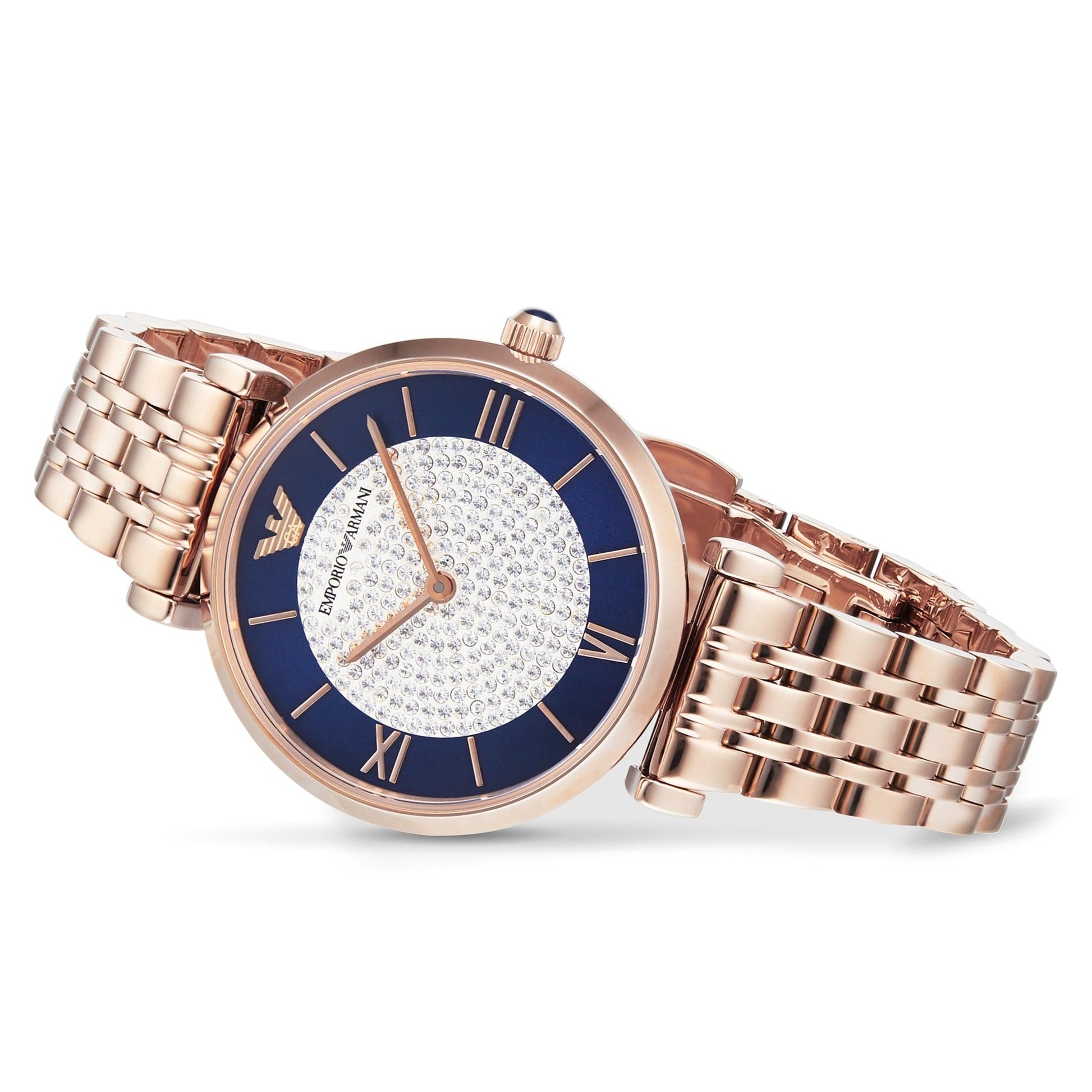  Shop Authentic Emporio Armani Gianni T-Bar Quartz Crystals Black Dial Gold Steel Strap Watch For Women - AR11423 - Luxxuri