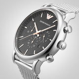  Shop Authentic Emporio Armani Luigi Chronograph Quartz Black Dial Silver Mesh Bracelet Watch For Men - AR11429 - Luxxuri