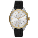  Shop Authentic Emporio Armani Claudio Chronograph Silver Dial Black Leather Strap Watch For Men - AR11498 - Luxxuri