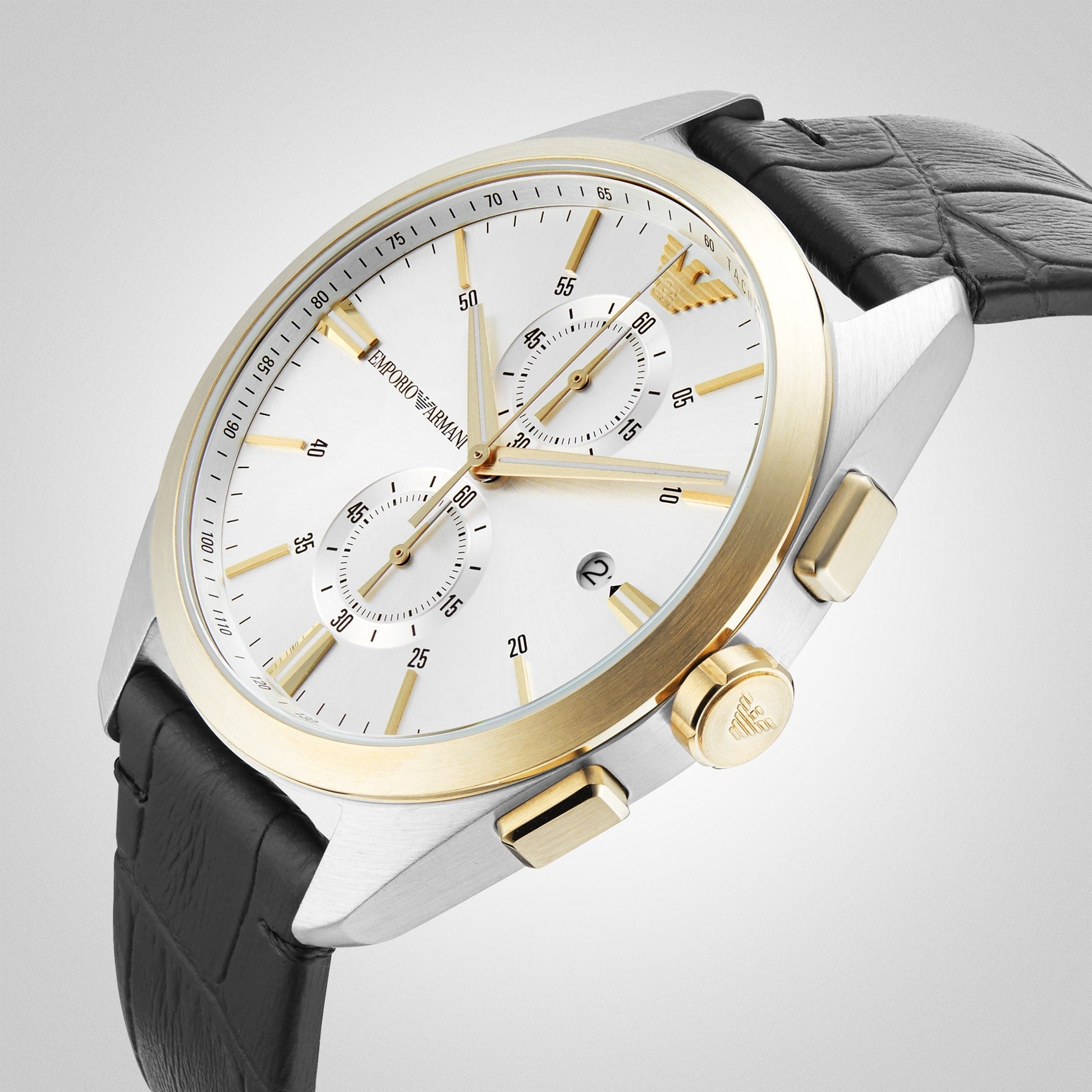  Shop Authentic Emporio Armani Claudio Chronograph Silver Dial Black Leather Strap Watch For Men - AR11498 - Luxxuri