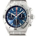  Shop Authentic Breitling Chronomat B01 42mm Blue Dial Silver Steel Strap Watch for Men - AB0134101C1A1 - Luxxuri