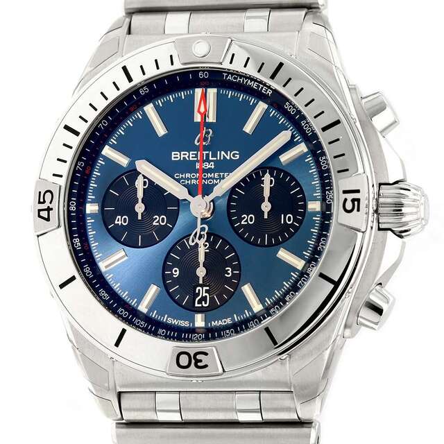  Shop Authentic Breitling Chronomat B01 42mm Blue Dial Silver Steel Strap Watch for Men - AB0134101C1A1 - Luxxuri