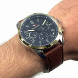  Shop Authentic Tommy Hilfiger Decker Blue Dial Brown Leather Strap Watch for Men - 1791561 - Luxxuri